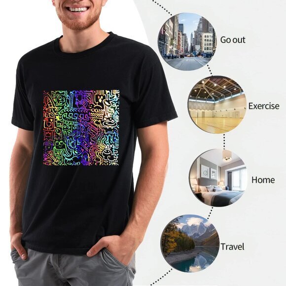 Men's Color Changing Graphic T-Shirt‎ Black Size 2X Crewneck Men's Tee - Picture 4 of 7